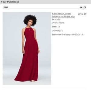 NWT High-Neck Chiffon Bridesmaid Dress